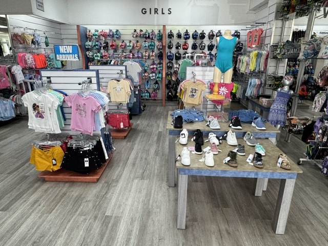 Girls department — clothing and footwear
