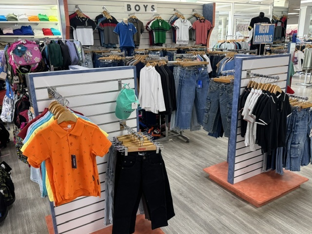 Boys department — polos, tees and denim, new arrivals