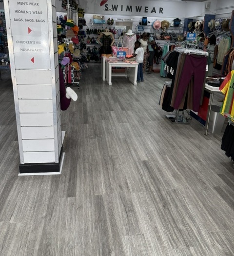 Swimwear and cover-ups department display