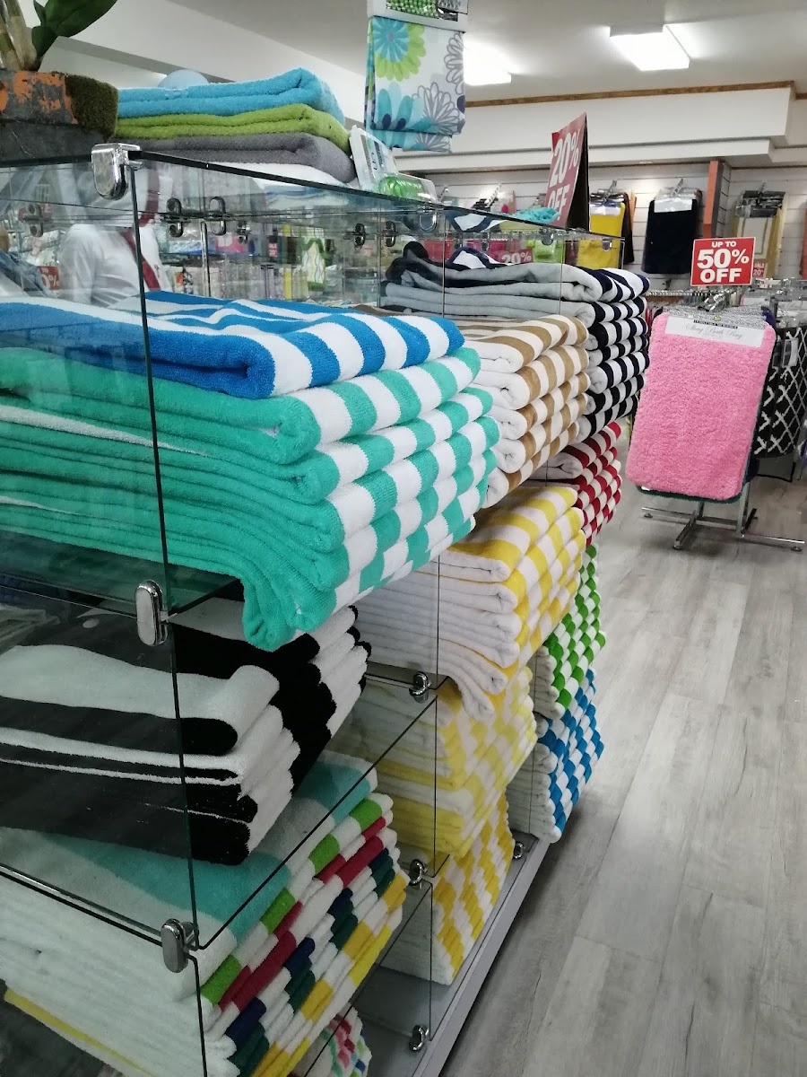 Striped luxury beach and bath towels stack